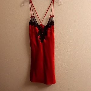 Frederick's of Hollywood Valentine Sexy Sz M Floral Lace Red-Black Colors B3 PJ